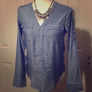 EXPRESS Blue Dress Shirt / Blouse Long Sleeve